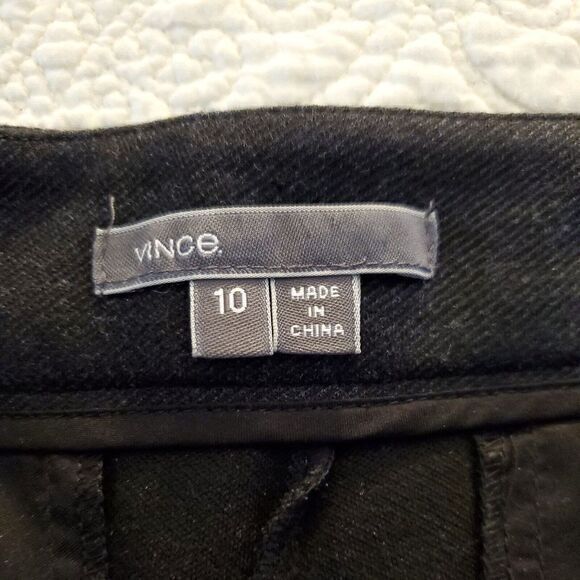 VINCE Pants Womens 10 Flat Front Ponte Knit Black  Stretch Pockets Career‎ - Picture 4 of 12